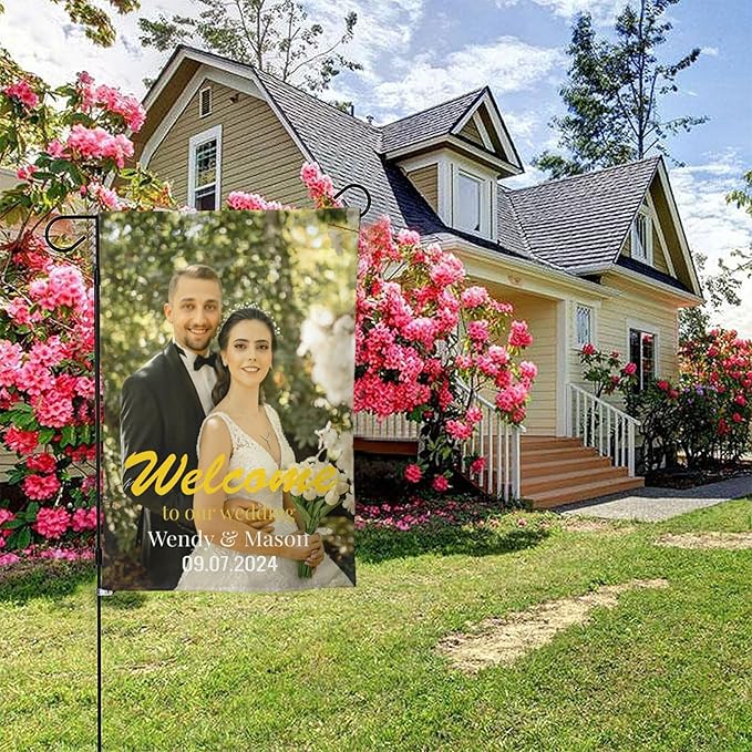 Custom Garden Flag Double Sides Personalized Garden Flags 12x18 Inch Customized Picture Logo Text Yard Flag Banner Signs for Outside Lawn Patio Garden Home Decorating Birthday Christmas Gift