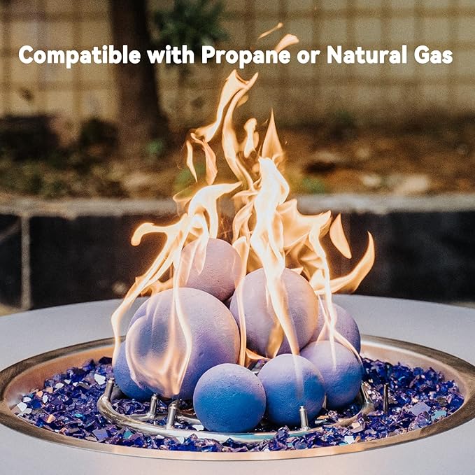 Skyflame Ceramic Fireplace Balls, Set of 12 Round Fire Stones Set for Indoor and Outdoor Fire Pits or Fireplaces Accessory, 4 Inch, Blue