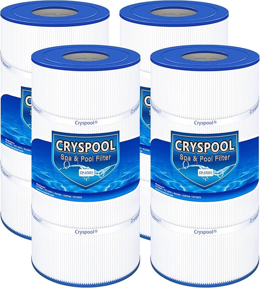 Cryspool® 07031 Filter Compatible with CCP240, R173572, Quantum-240, 178569, C-7469, PCC60, Ultral-A4, FC-1975, 4×60 Sq. Ft Pool Filter Cartridge, 4 Pack