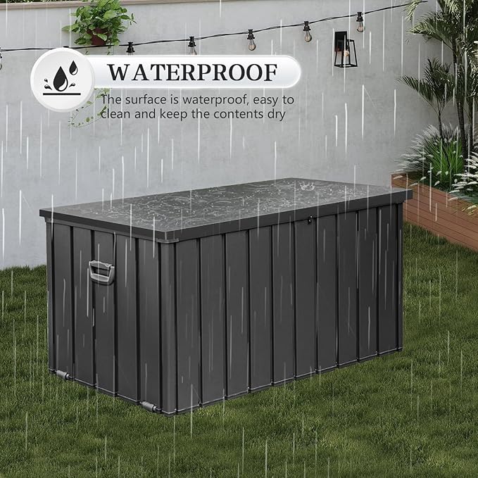 Domi 190-Gallon Outdoor Storage Box – Waterproof, Lockable Storage Cabinet for Patio Furniture, Garden Tools & Pool Supplies – Large Metal Storage for Cushions, Toys & More