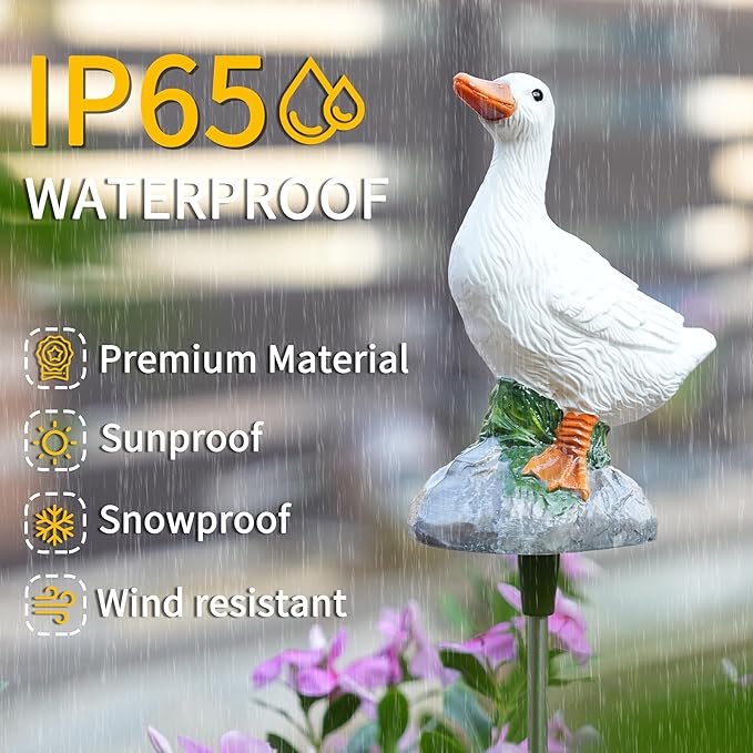 Solar Porch Goose Statue Garden Decor, 29 inch with Motion-Activated Sound Outdoor Decor for Lawn Patio Yard Balcony - Unique Gift for Garden Lovers