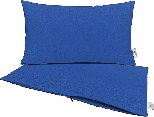 RSH DECOR: Sunbrella Pillow Covers Set of 2 | Covers Only - 20" x 12" | Outdoor Lumbar Pillow Covers Crafted with Sunbrella Performance Fabric | Canvas True Blue