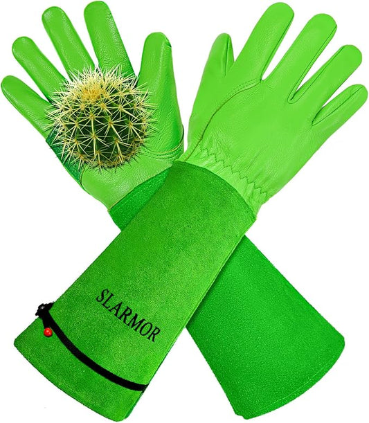 Long Gardening-Gloves Women/Men-Thorn proof Rose Pruning Heavy Duty Gauntlet-S