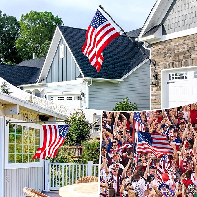 5 FT House Flag Pole Kit, 1" Spinning Thicken Stainless Steel Metal Flagpoles for Outside House Porch Post Wall Mount with 2-Position Flagpole Holder Bracket & 360° Flag Ring for 3x5 Flag(5 FT, Black)