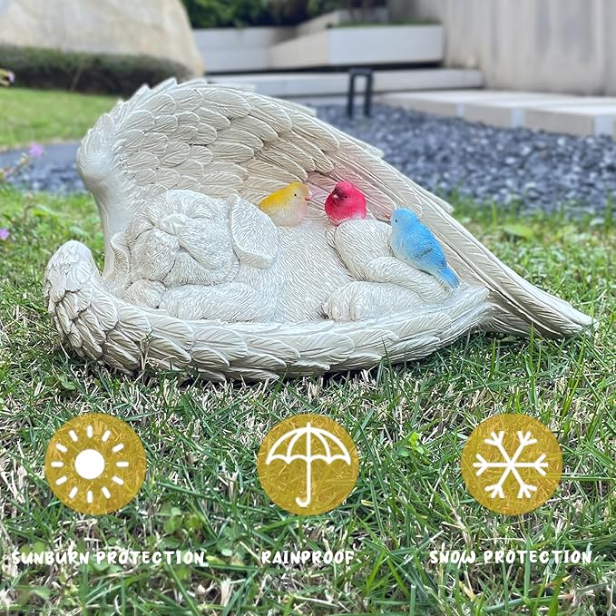 COWOS Dog Memorial Sculpture, Dog with Angel Wings Garden Statue, Pet Tribute for Indoor Decoration or Outdoor Backyard Garden, Home Decor for Pet Owners
