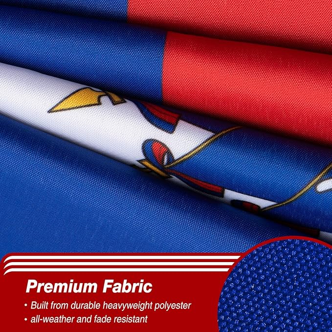 Haiti Haitian Flag 3x5 ft Outdoor, Double Sided 3 Ply Heavy Duty Haiti National Country Flag, 100% Quality Polyester Haitian Banner with Brass Grommets 4 Rows Stitches