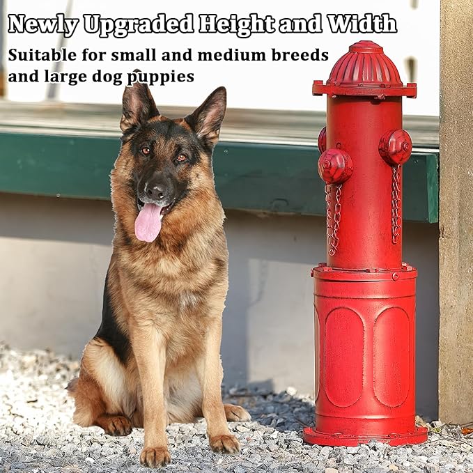 Dog Fire Hydrant Pee Post, 22.4" H Fake Fire Hydrant for Dogs to Pee on, Red Metal Dog Pee Post for Training Tool, Puppy Pee Pole for Dogs Indoor Outdoor Garden Yard Statue