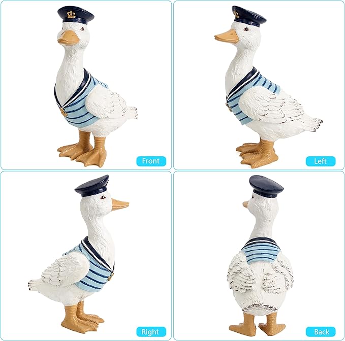 Garden Duck Statues for Outdoor Decorations,Porch Duck Figurine Sculptures for Garden Decor,Animal Statue Beach Nautical Ducks Decor for Indoor Outside Porch Patio Yard Lawn Home Shelf Decor Accent