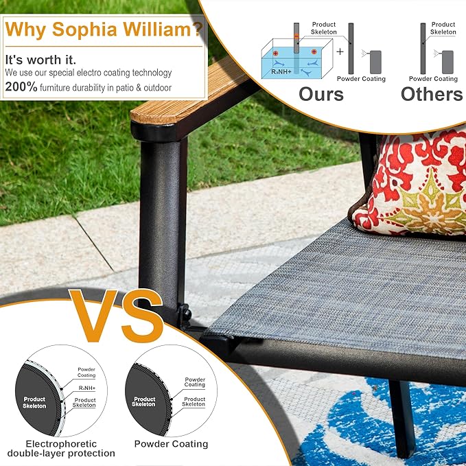 Sophia & William Patio Dining Set 9 Pieces, 8 Aluminium Patio Dining Chairs with 1 Extendable Dining Table for 6-8 Person, Patio Table and Chairs for Outdoor Lawn (Grey)