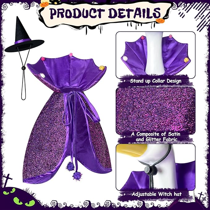 Witch Goose Outfit, 23-inch Halloween Porch Goose Outfit. Goose Clothes for Cement Goose Statue Decor