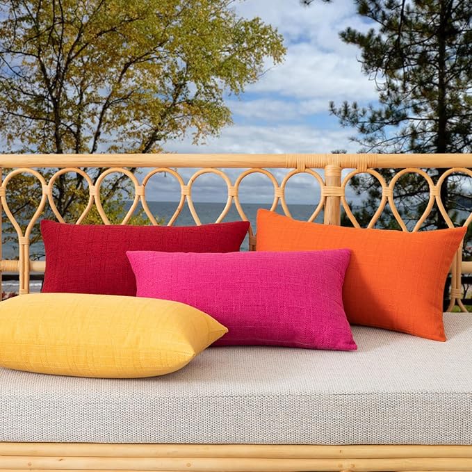 Kevin Textile Pack of 2 Outdoor Waterproof Pillow Covers - Decorative Farmhouse Throw Pillow Covers for Couch, Patio, Tent, Bed, Sofa, Living Room - 16x16 Inch Sunflower Yellow