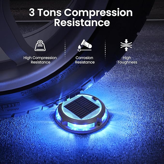 SOLPEX Solar Driveway Lights 4 Pack,Multi-Color Deck Light Outdoor IP68Waterproof,Solar Pathway Lights Outdoor for Dock,Sidewalk,Stair