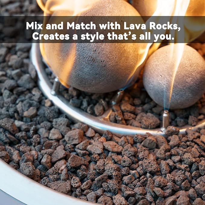 Skyflame Ceramic Fireplace Balls, Set of 12 Round Fire Stones Set for Indoor and Outdoor Fire Pits or Fireplaces Accessory, 4 Inch, Gray