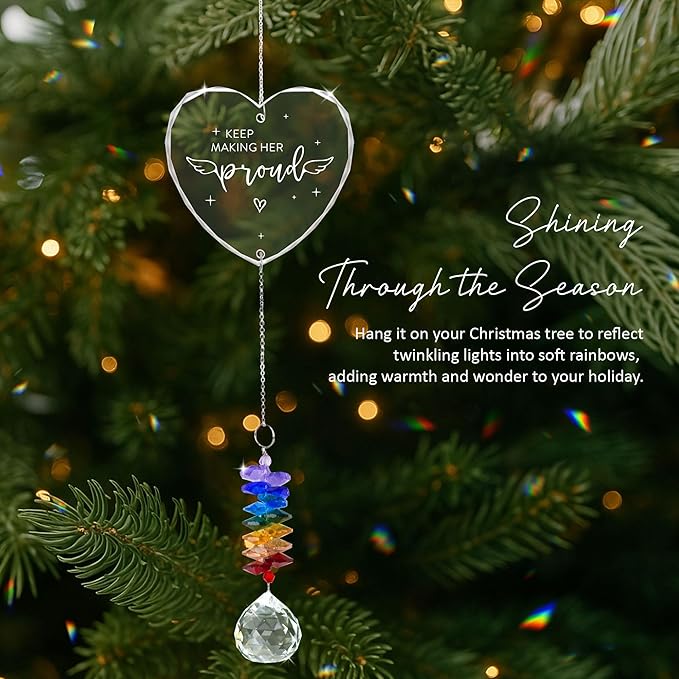 Memorial Suncatcher - Sympathy Gift for Loss of Mother - Crystal Rainbow Maker - Bereavement Keepsake - Hanging Crystal Decor - Loss of Mom - Daily Remembrance
