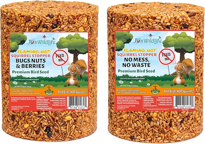 JCs Wildlife Squirrel Stopper No Mess, No Waste Large Cylinder with Hole 4.5lbs (2-Pack)