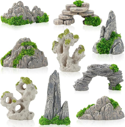 27 Pcs 9 Styles Zen Garden Accessories, Miniature Rockery Decoration Mini Garden Accessories for Micro Landscape Decoration Bonsai Ornament Plant Pot