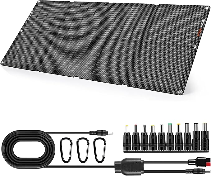 60W Portable Solar Panels NextGen Foldable Solar Panel Charger Kit 25% Efficiency with DC USB-C USB-A Output ETFE IP68 Waterproof Solar Panel for Travel Outdoor Camping RV Trip