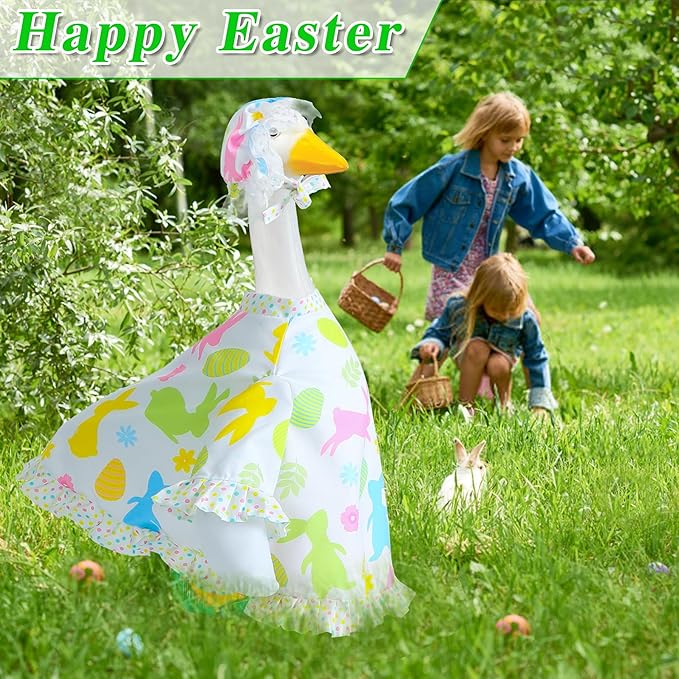 Easter Goose Outfit for 23" Cement Porch Goose Statue - Spring Outdoor Patio Yard Lawn Decoration