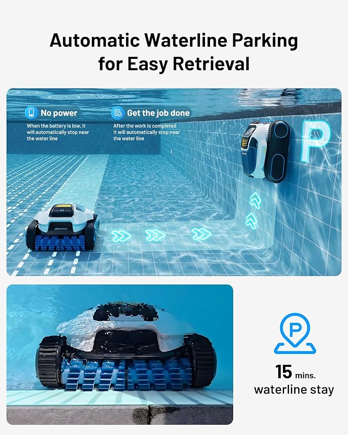 Spino E1 Cordless Robotic Pool Cleaner, 5800 GPH Suction with Triple Brushless Motors, SmartArc Path, 5 Modes, IPX8 Waterproof, 1600 sq.ft Coverage, Auto Waterline Parking, APP Control