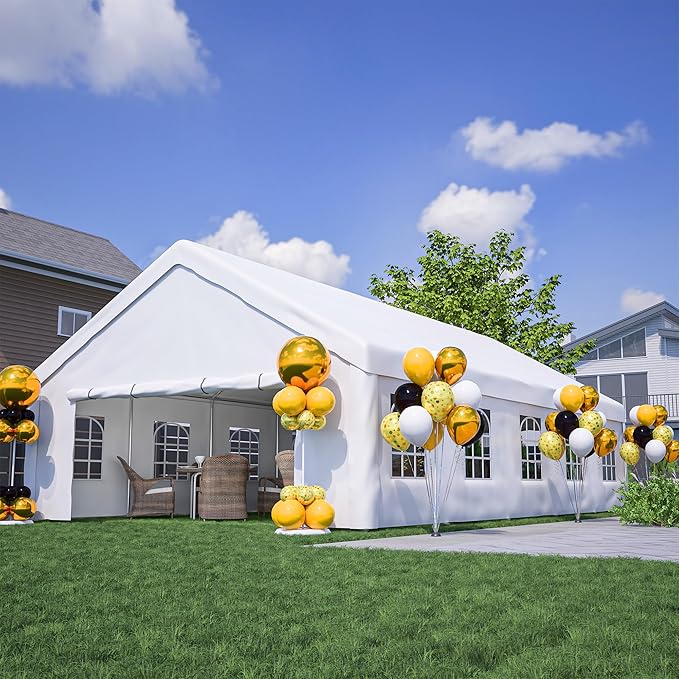 20x40FT Heavy Duty Party Tent, Large Outdoor Canopy with Removable Sidewalls & 3 Carry Bags, Commercial White Gazebo for Wedding, Event, Camping, Garden Patio