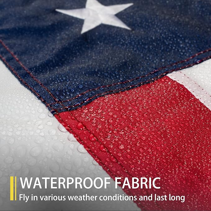 American Flag 4x6 FT Outdoor, Heavy Duty High Wind US Flag, Embroidered Stars, Sewn Stripes, Brass Grommets, Indestructible Tough Double Sided United States Flag Suitable for Outside Use
