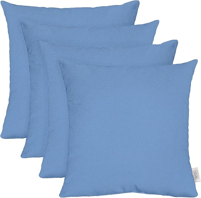 RSH DECOR: Sunbrella Square Throw Pillows Set of 4 | 20" x 20" | Water and Fade-Resistant Performance Fabric | Outdoor Pillow Covers with Down-Alternative Inserts | Made in USA (Cast Ocean Blue)