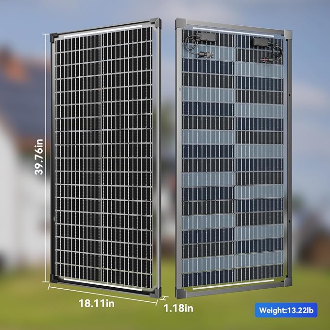 Bifacial 100 Watt Solar Panel 2Pack, 12BB 12V/24V Monocrystalline High-Efficiency Module PV Power Charger Solar Panels for Homes Camping RV Battery Boat Caravan and Other Off-Grid Applications