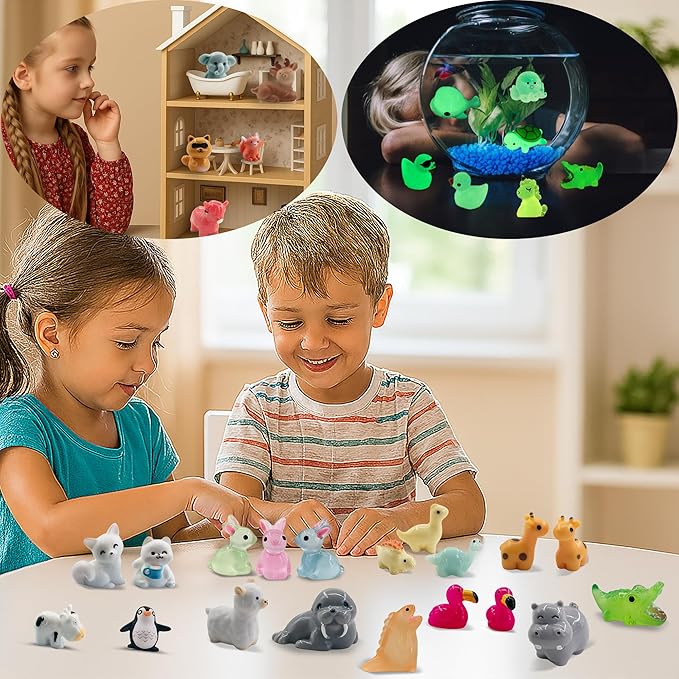 160pcs Tiny Resin Animals to Hide Mini Resin Ducks Bulk for Fairy Garden Accessories, Micro Landscape Decor, Aquarium and Potted Plants