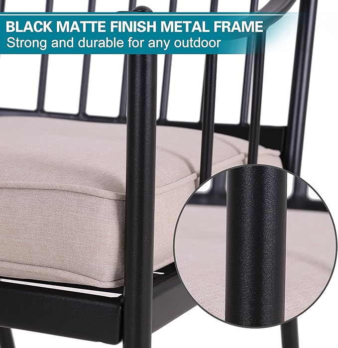 PHI VILLA 9 Pieces Outdoor Dining Set for 8, 60” Square Wrought Iron Dining Table & Heavy-Duty Steel Chairs with Cushions, Large Dining Furniture Set for Patio, Deck, Yard, Porch