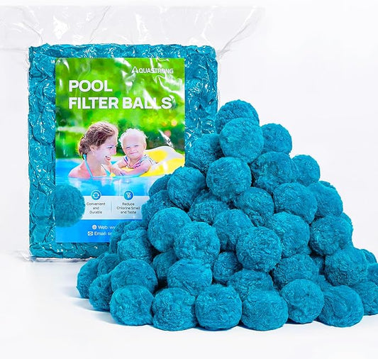 AQUASTRONG Pool Filter Balls for Sand Filter Pump, 3.1 lbs Reusable Sand Filter Balls (Replaces 100 lbs of Sand), Efficient Blue Filter Balls for Swimming Pools, Filter Pumps, Aquariums