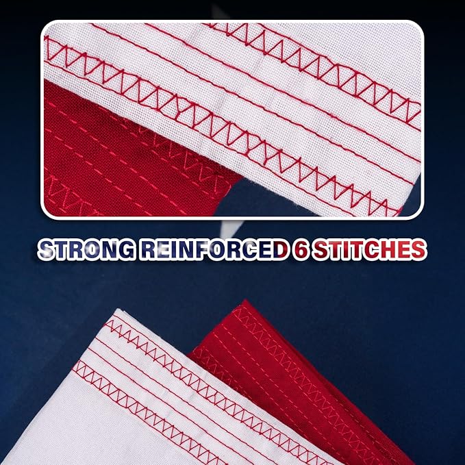 American Flag 10x19 ft TearProof Series, Heavy Duty Tough Spun Polyester USA Flags High Wind, US Flags for Outside Outdoor with Durable Embroidered Stars Sewn Stripes, 5 Brass Grommets