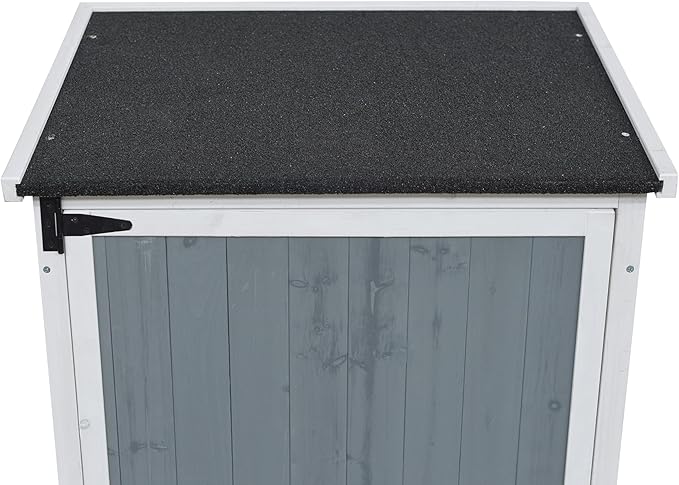 GDFStudio 54" Two-Tone Storage Shed Gray & White Design Outdoor Tool Storage House with Sloped Roof & 5 Customizable Compartments for Garden Patio Backyard, Gray
