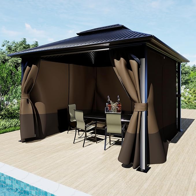 BPS 10' x 10' Gazebo Curtain Privacy 4-Panel Sidewall Outdoor Replacement Shade (Only Curtain)