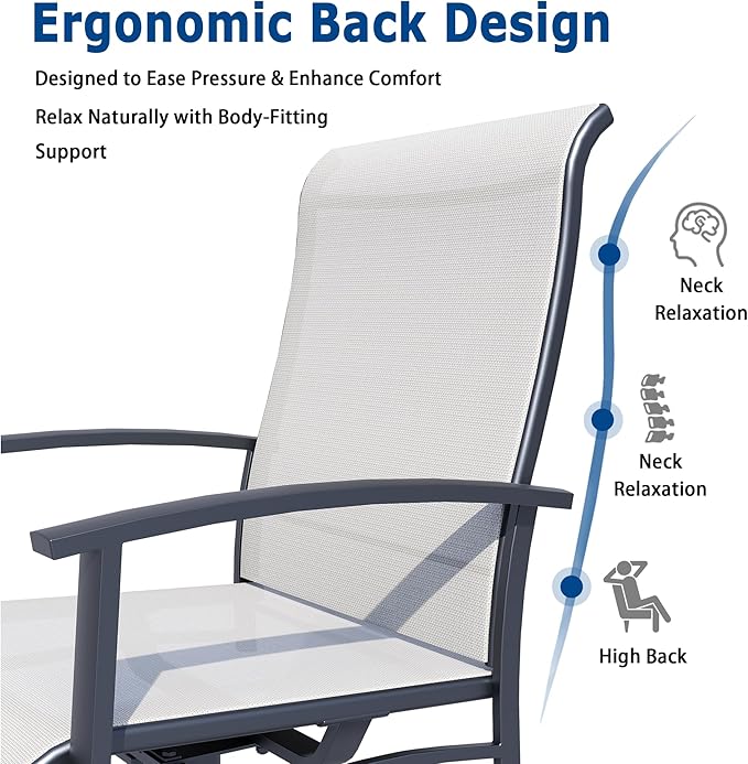 Patio Swivel Chairs Set of 2, Outdoor Swivel Chairs with Armrest, High Back Patio Chair with Metal Frame, All-Weather Outdoor Dining Chair for Deck, Porch and Lawn, Oyster Beige