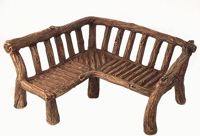 GlitZGlam Miniature Fairy Garden Furniture 3-Piece: Rustic Wood Bench, Rocking Chair and Miniature Table for The Garden Fairies