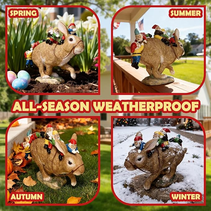 Sunthus Garden Gnomes Decorations for Yard Bunny Statue Funny Outdoor Decor Rabbit