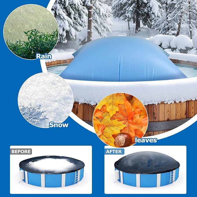 Hungdao 8 ft x 8 ft Pool Air Pillows for Above Ground Heavy Duty Air Pillow Kit for Winterize Closing Large Square Cushion Swimming Pool Closing Protects Covers with Cords