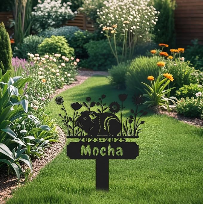 Personalized Guinea Pig Memorial Stake,Pet Plaque Guinea Pig Lover,Metal Guinea Pig Grave Marker,Remembrance Stake,Outdoor Garden Yard Sign guinea pig 12inch