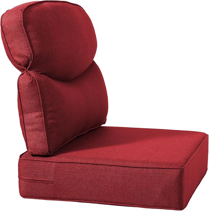Luxury 24x24x6 Inch Smile Outdoor Cushions for Patio 5 Piece Set - Set of 5 Zippered Outside Pillows for Wicker Dining Rocking Swivel Chairs Loveseat Couch Sectional Sofa - Red