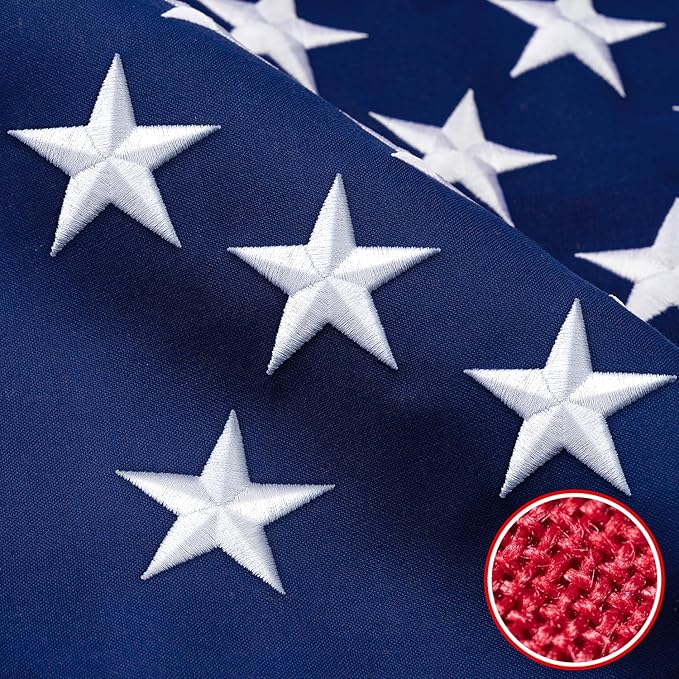 American Flag 2.5x4 FT TearProof Series, Heavy Duty Tough Spun Polyester USA Flags High Wind for Outside Outdoor with Durable Embroidered Stars Sewn Stripes Brass Grommets