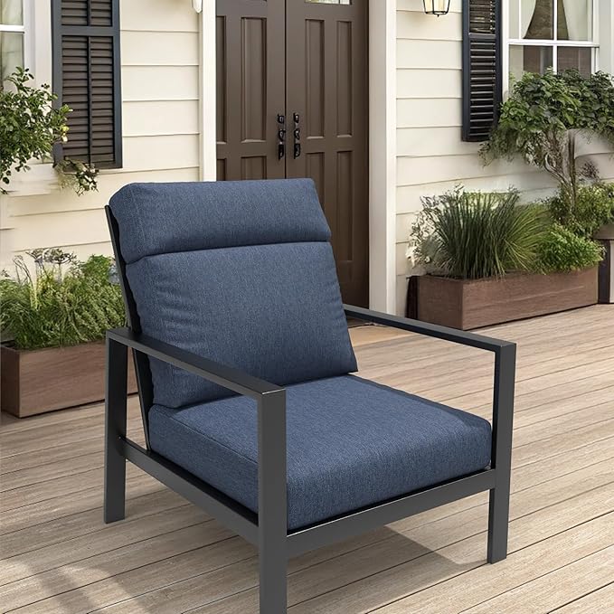 Covers & All Olefin Rectangle High Back Chair Cushion, 420 Denier Supportive Foam Seat and Poly Fill Back Outdoor High Back Chair Cushion, Water and for Patio High Back Chair Cushions