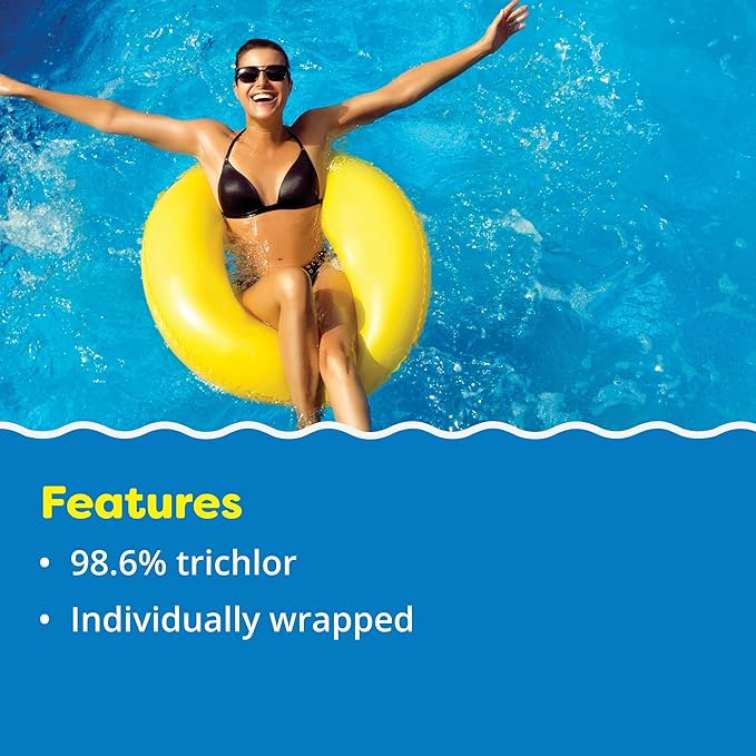 In The Swim 4 Inch Chlorine Sticks for Sanitizing Swimming Pools - Individually Wrapped, Slow Dissolving, Stabilized Chlorine Sanitizer - 90% Available Chlorine, 99% Trichlor - 25 Pounds