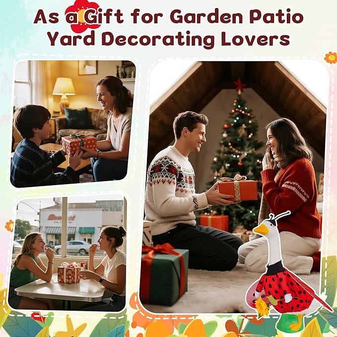 JIAYAN Porch Goose Outfits Outdoor Decoration: 2Pcs Cute Red Ladybird Costume Set 23"/ 17" Lawn Goose Statue Clothes for Theme Party Garden Patio Yard