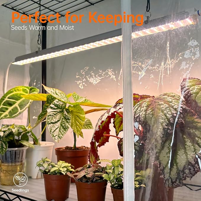 Bstrip Indoor Greenhouse with Grow Light, DIY Plant Shelf with Cover, 6 Tier Plant Stand, 5 Pack 150W Full Spectrum Grow Lights with 3 Color Mode For Indoor Plants, Seed Starting, 29.5"L×13.8"W×71"H