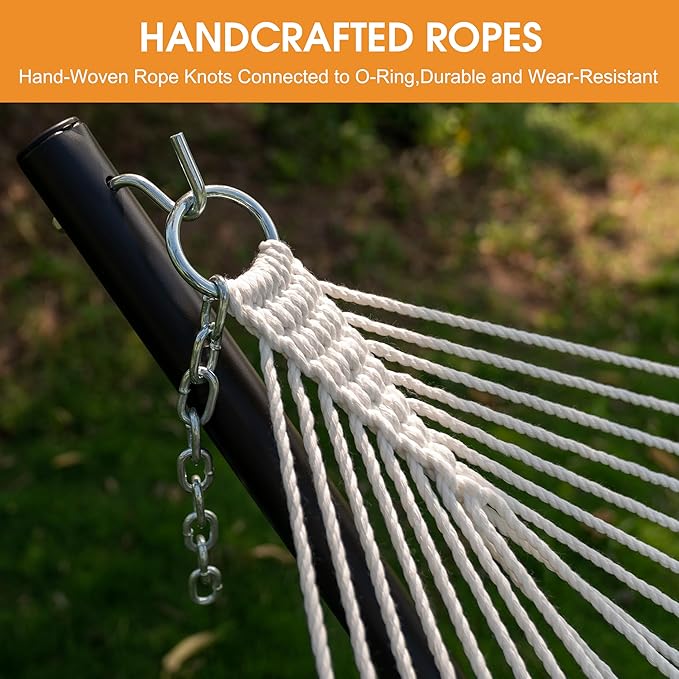 Lazy Daze Hammocks Quick Dry Hammock with Spreader Bar Textliene Fabric Double 2 Person Hammock with Chains Outdoor Patio Poolside Backyard Beach 450 lbs Capacity, Green Stripes