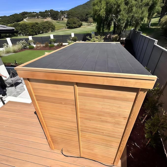 Customize Wood Burning Sauna 3-8 Person, Outdoor Red Cedar Steam Saunas, ETL Harvia Heater, Glass Wall Saunas, 220V, Rectangle Sauna Room with Backrest Headrest, Waterproofing System(0-195℉)