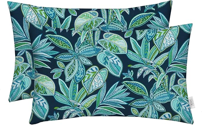 RSH Décor - Jumbo Lumbar Throw Pillows – Set of 2 | 26" x 16" | Outdoor Use – Patio, Lounge, Adirondack, Deck | Water & Fade-Resistant | Includes Down-Alternative Inserts | Crestwood Marine