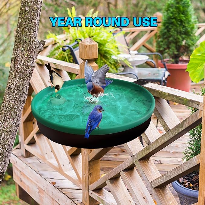Heated Bird Bath, 3 Easy Ways to Mount Heavy Duty Metal Pedestal Detachable Bird Bath Bowl for Easy Cleaning, 75W Heated Bird Baths for Outdoors for Winter Garden Yard Patio Lawn, Green