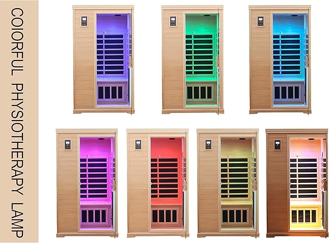 Far Infrared Sauna,Home Sauna,Low EMF Indoor Saunas for Home 2 Person 1,750watt,360° Surround Carbon Crystal Heating Panel-Chromotherapy Lighting-Bluetooth-Canadian Hemlock