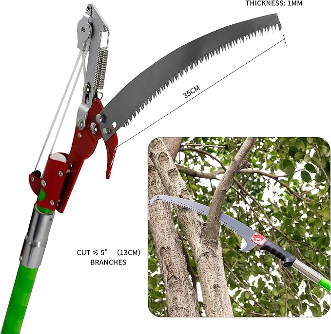 26 Feet Tree Pole Pruner Manual Branches Trimmer Extension Cut Tree Branch Garden Tools Loppers Hand Pole Saws (With Scissors)